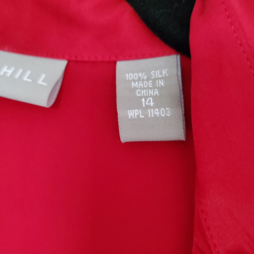 NWT Kate Hill Silk Blouse Red Size 14 - Picture 5 of 9